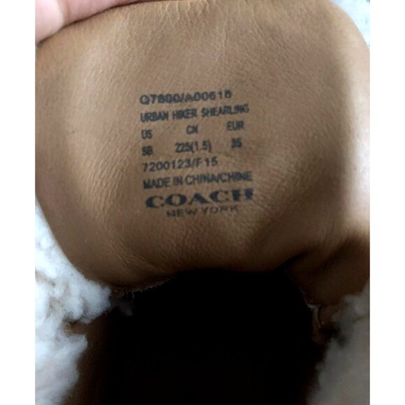 New Coach Q7800 Urban Hiker Shearling PCS Women Boots Size 5 Saddle - Picture 7 of 8